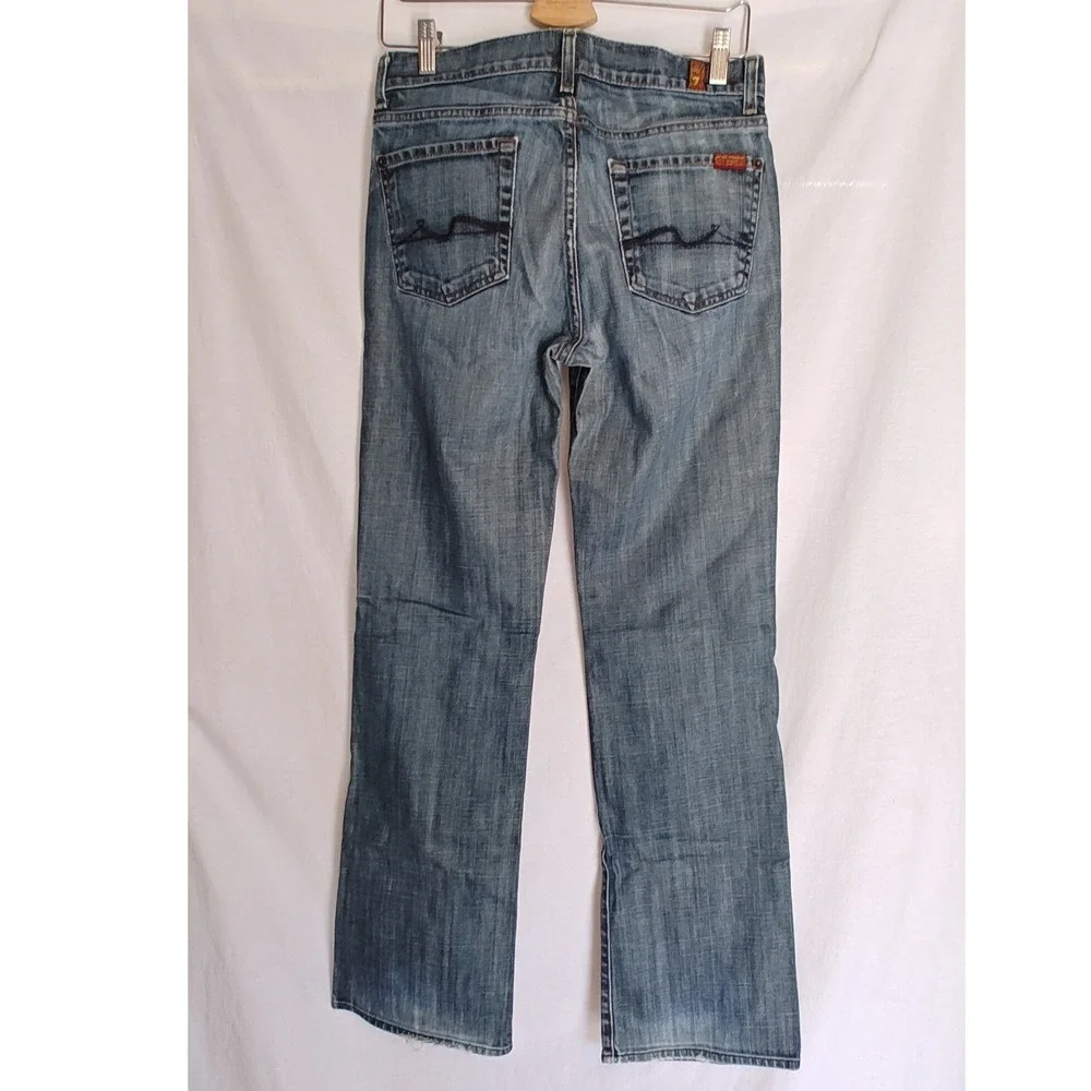 7 For All Mankind Bootcut Jeans 29 Blue Stretch Denim‎ Squiggle Y2K Low Rise